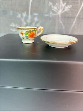 Vintage Miniature Bone China Floral Accent Tea Set, Hand-Painted Home Accent